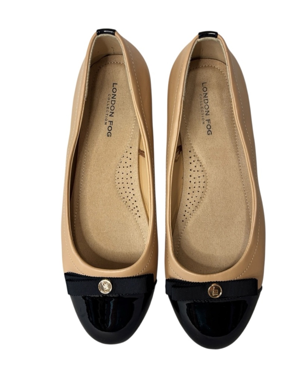 London fog comfort collection brinston 2 tone ballet slippers 8.5 nude black